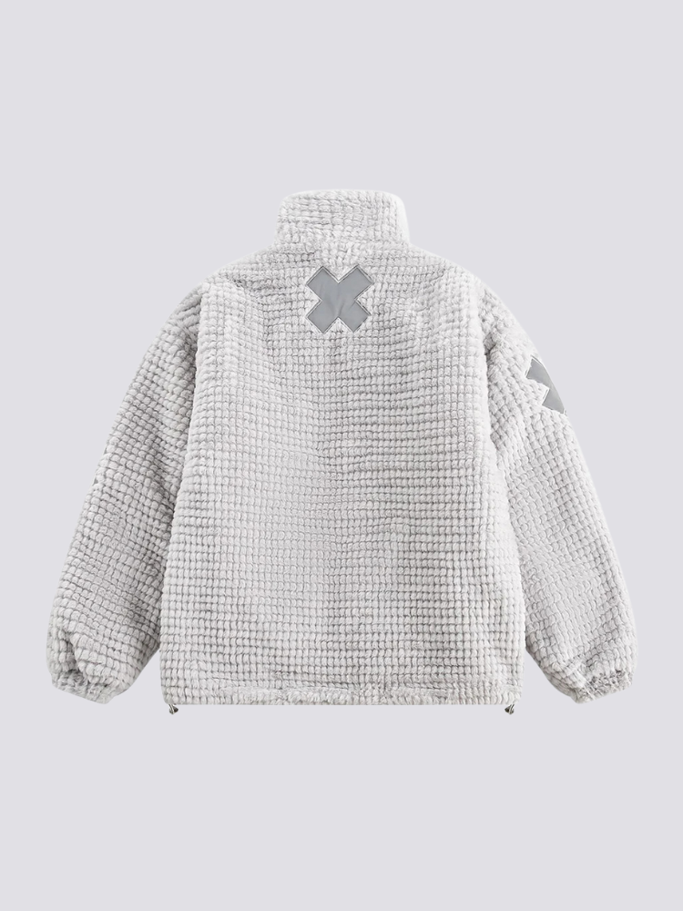 Gemusterte Fleece-Jacke – Oversize, Sweatshirt im japanischen Design