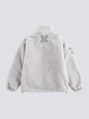 Gemusterte Fleece-Jacke – Oversize, Sweatshirt im japanischen Design
