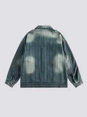 Gestreifte Jeansjacke – bestickt, Bomberjacke im japanischen Design