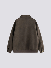 Braune Wildlederjacke – bestickt, Bomberjacke im japanischen Design