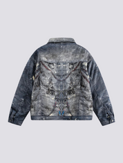 Denim Jacke Streetwear – bestickt, Bomberjacke im japanischen Design