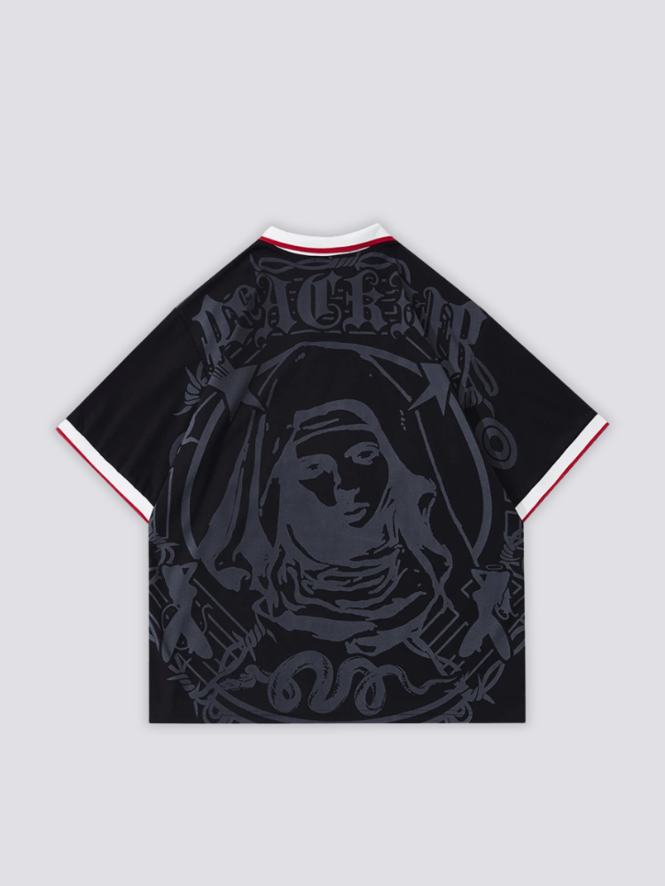 Grafik-Poloshirt – Detail: Kragen, Poloshirt japanischen Stil