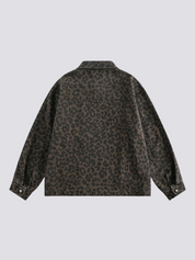 Leopard Denim Jacke – bestickt, Bomberjacke im japanischen Design