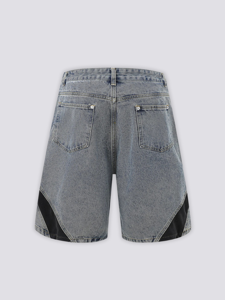 Zweifarbige Denim-Shorts – Shorts für den Sommer, Premium-Qualität