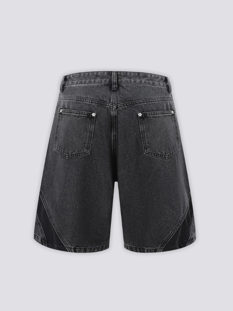 Zweifarbige Denim-Shorts – Detail: leicht, Shorts japanischen Stil