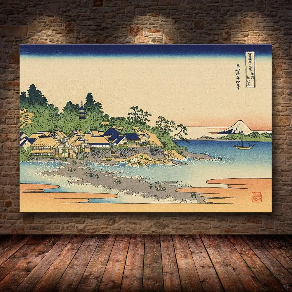 Antiker japanischer Holzschnitt von Hiroshige – Wandbild im japanischen Stil für Unisex