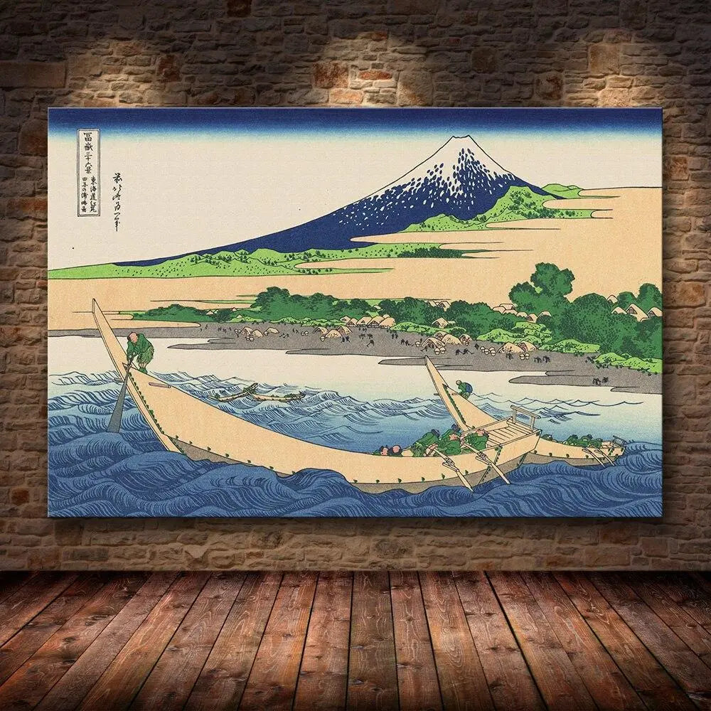 Japanischer Holzschnitt 'Fuji View' – Wandbild im japanischen Stil für Unisex