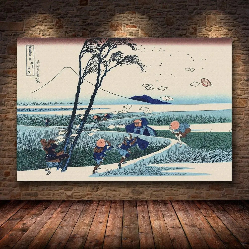 Japanischer Herbst-Holzschnitt 'Kazega' – Wandbild im japanischen Stil für Unisex