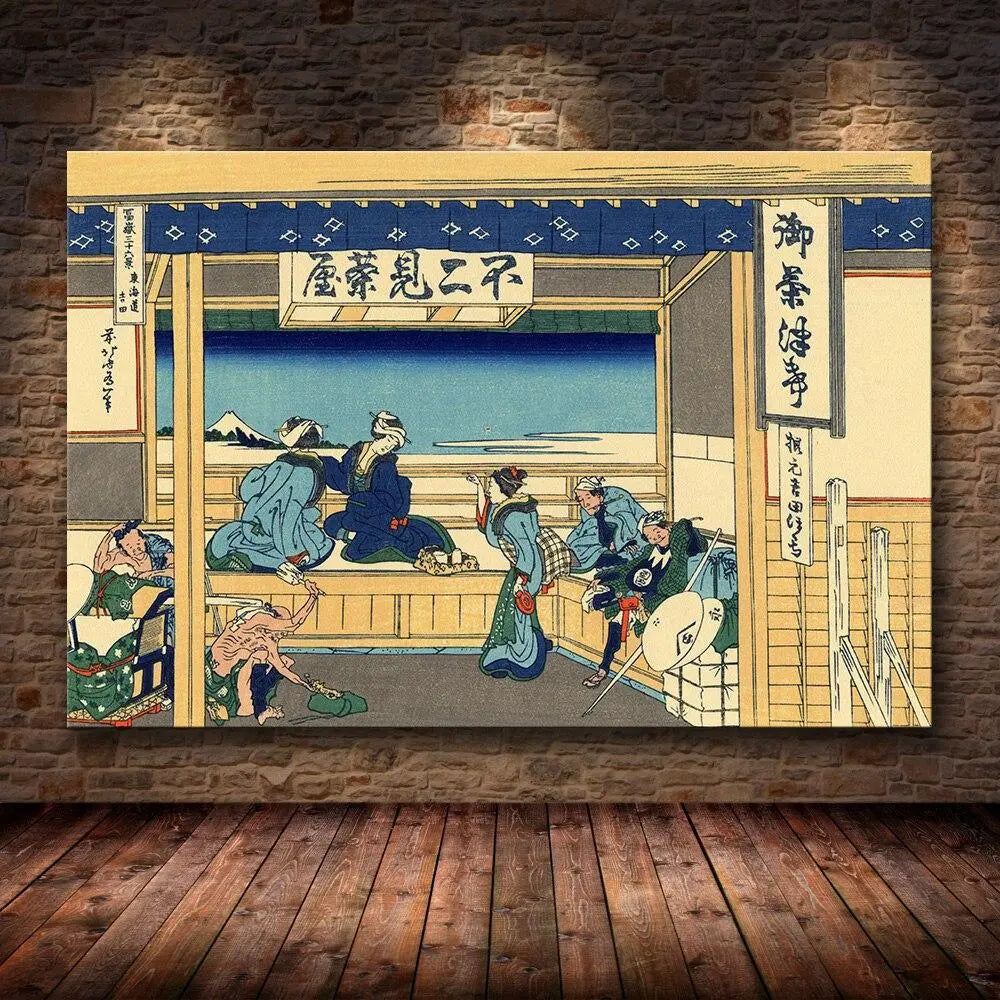 Japanischer Geisha-Holzschnitt 'Shiata' – Wandbild im japanischen Stil für Unisex