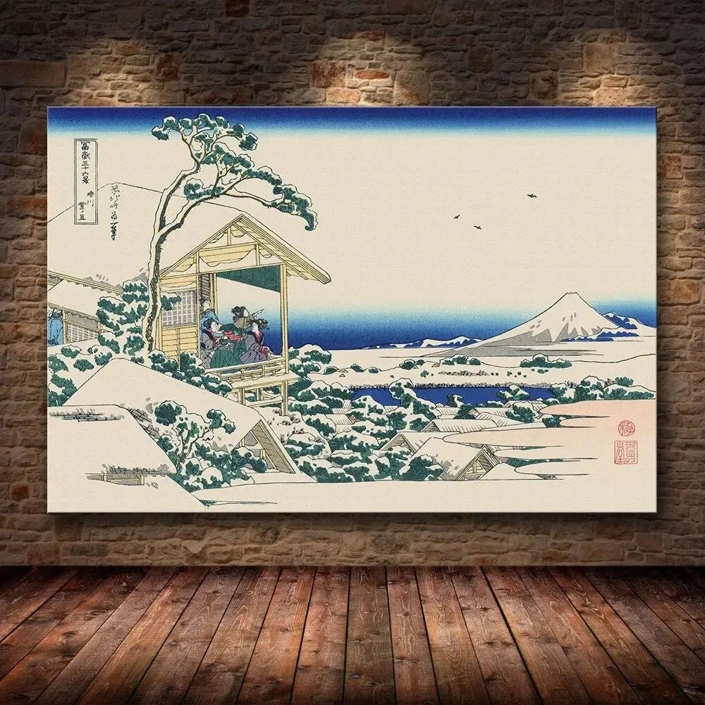 Japanischer Winter-Holzschnitt 'Ikube' – Wandbild im japanischen Stil für Unisex