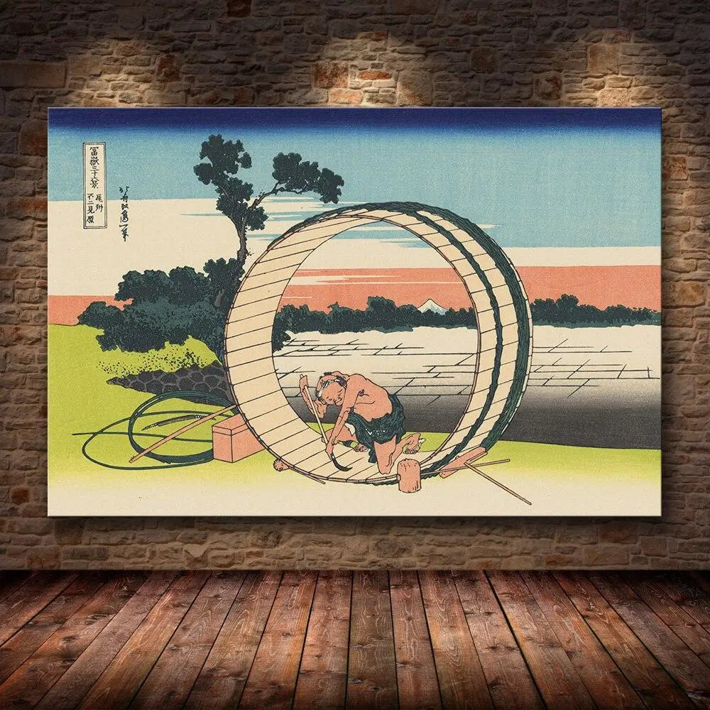 Japanischer Holzschnitt 'Paris Expo 99' – Wandbild im japanischen Stil für Unisex