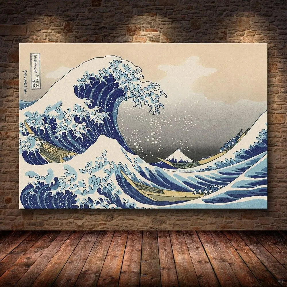 Japanischer Holzschnitt 'Kanagawa-Welle' – Wandbild im japanischen Stil für Unisex