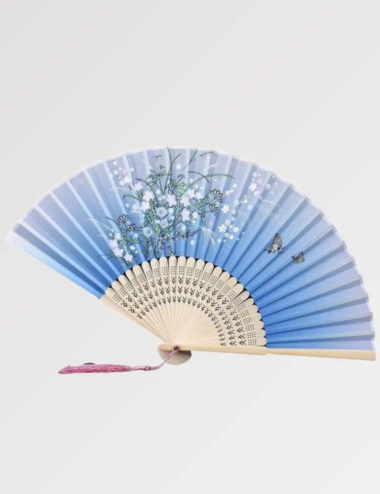 Hellblauer japanischer Fächer 'Miyazu' – Fächer im traditionellen japanischen Stil für Unisex