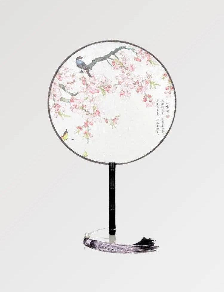 Runder weißer japanischer Fächer 'Kiyosu – Fächer im traditionellen japanischen Stil für Unisex