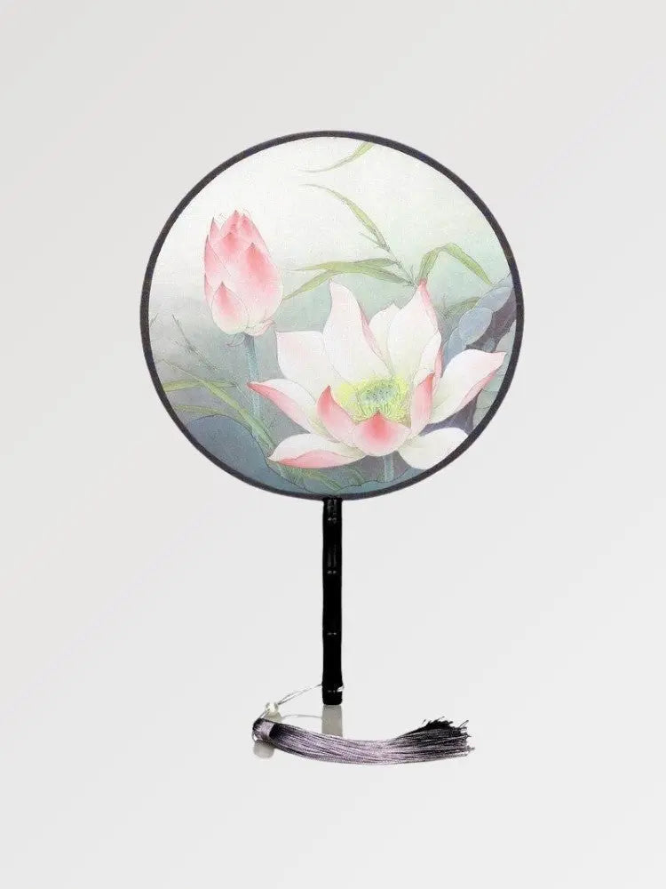 Runder japanischer Lotus-Fächer 'Ebiko' – Fächer im traditionellen japanischen Stil für Unisex