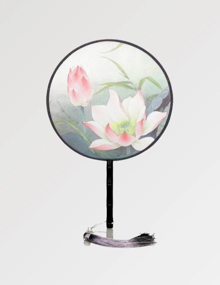 Runder japanischer Lotus-Fächer 'Ebiko' – Fächer im traditionellen japanischen Stil für Unisex