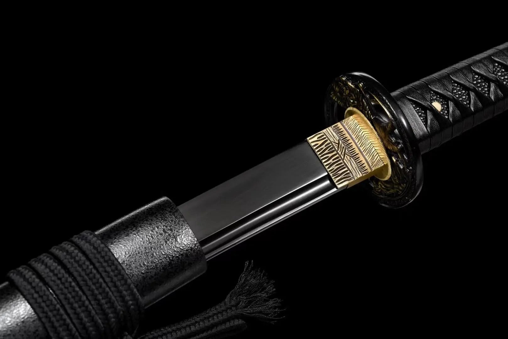 Voll Schwarz Katana – Detail: scharfe Klinge, Katana japanischen Stil