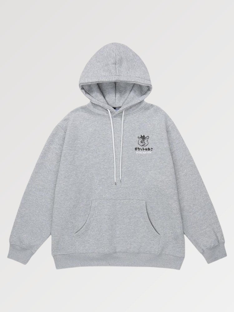 Kapuzenpullover im japanischen Stil 'Cat Fury' – Hoodie für Winter und Herbst, Premium-Qualität