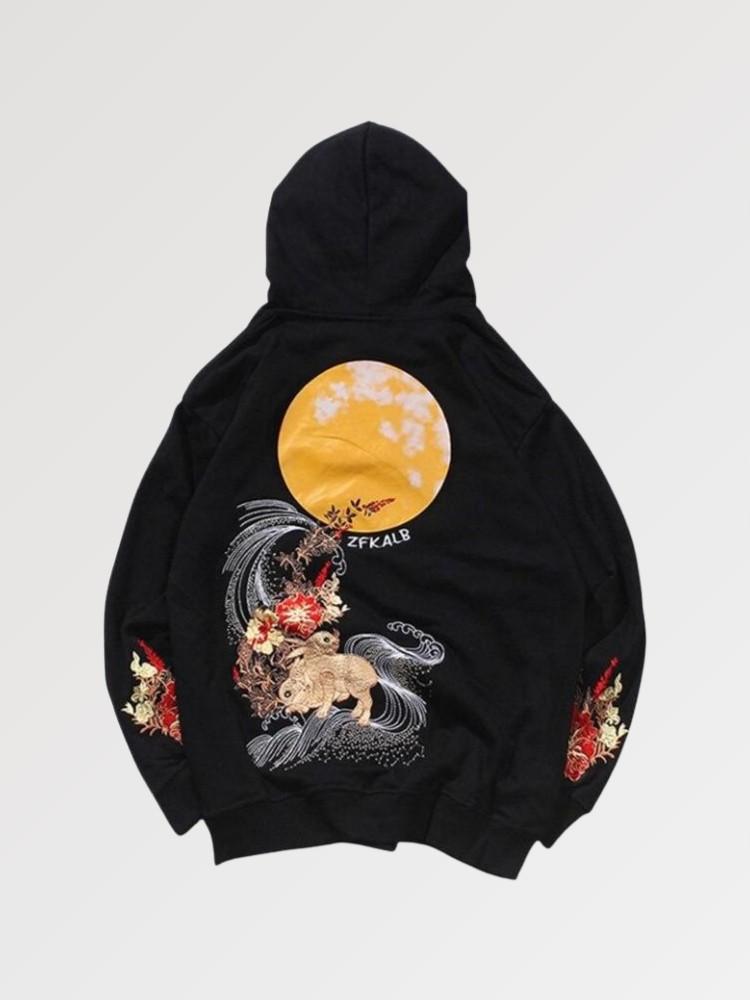 Japanischer Mond-Kapuzenpulli 'Moonlight' – Hoodie im Streetwear-Stil für Herren und Damen