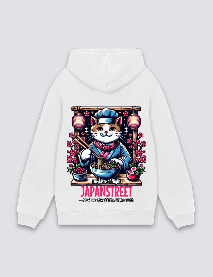 Japanischer Katzen-Hoodie – Oversize, Hoodie im japanischen Design