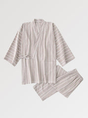 Gestreiftes Jinbei 'Onsen Shota' für Männer – japanisches Gewand, Kimono im japanischen Design