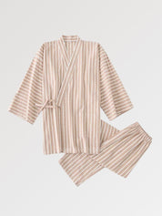 Gestreiftes Jinbei 'Onsen Shota' für Männer – Kimono für traditionelle Anlässe, Premium-Qualität