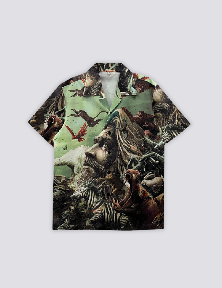 Dschungel-Print-Hemd – Hemd im japanischen Stil für Herren
