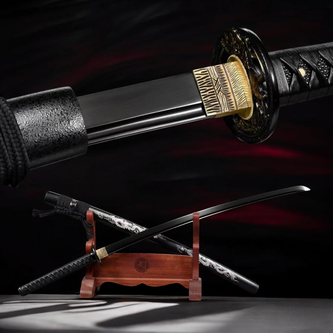 Voll Schwarz Katana – Katana im traditionellen japanischen Stil für Unisex