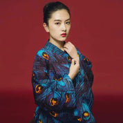 Damen-Kimono im japanischen Stil 'Sanaé' – mit Obi: detailreicher Kimono im japanischen Stil