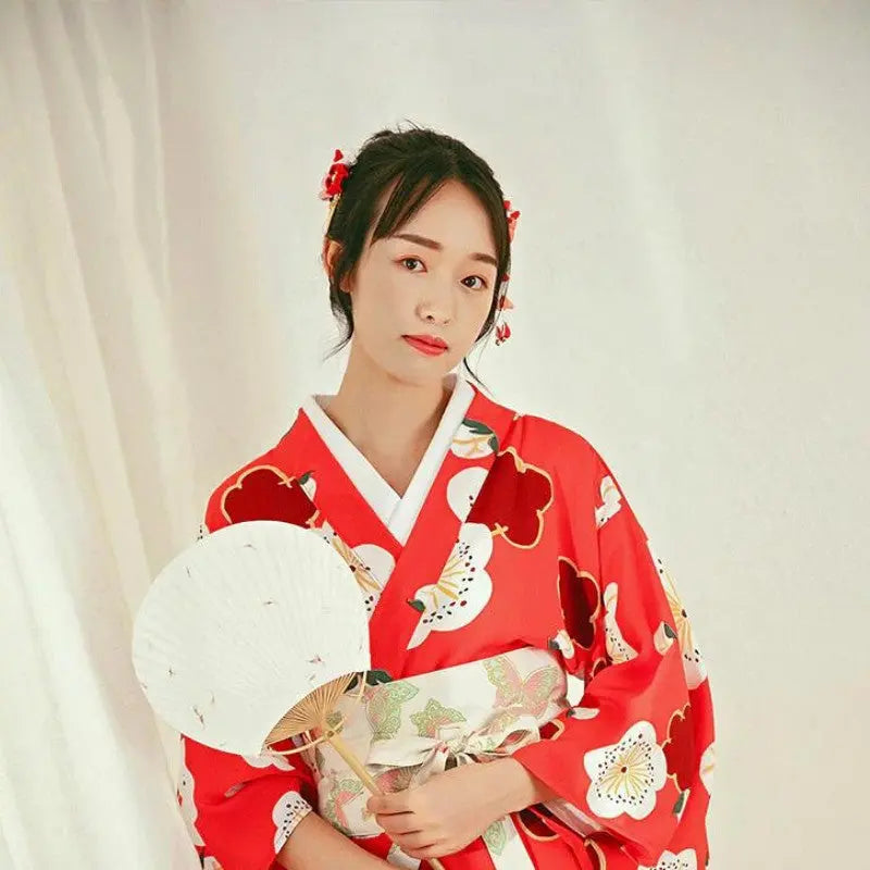 Japanischer Damen-Kimono 'Niigata' – mit Obi: detailreicher Kimono im japanischen Stil
