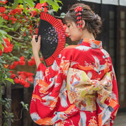 Japanischer Damen-Kimono 'Shinjuku' – mit Obi: detailreicher Kimono im japanischen Stil