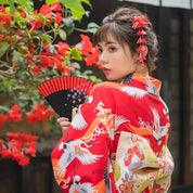 Japanischer Damen-Kimono 'Shinjuku' – Nahaufnahme Kimono mit japanischem Motiv