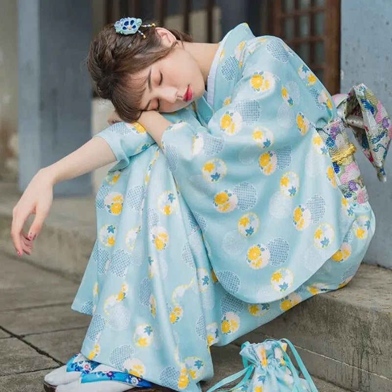 Großer japanischer Damen-Kimono 'Miya' – mit Obi: detailreicher Kimono im japanischen Stil