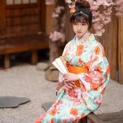 Hochwertiger japanischer Damen-Kimono 'Kasumi' – mit Obi: detailreicher Kimono im japanischen Stil