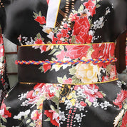 Langer japanischer Damen-Kimono 'Miyuki' – Nahaufnahme Kimono mit japanischem Motiv