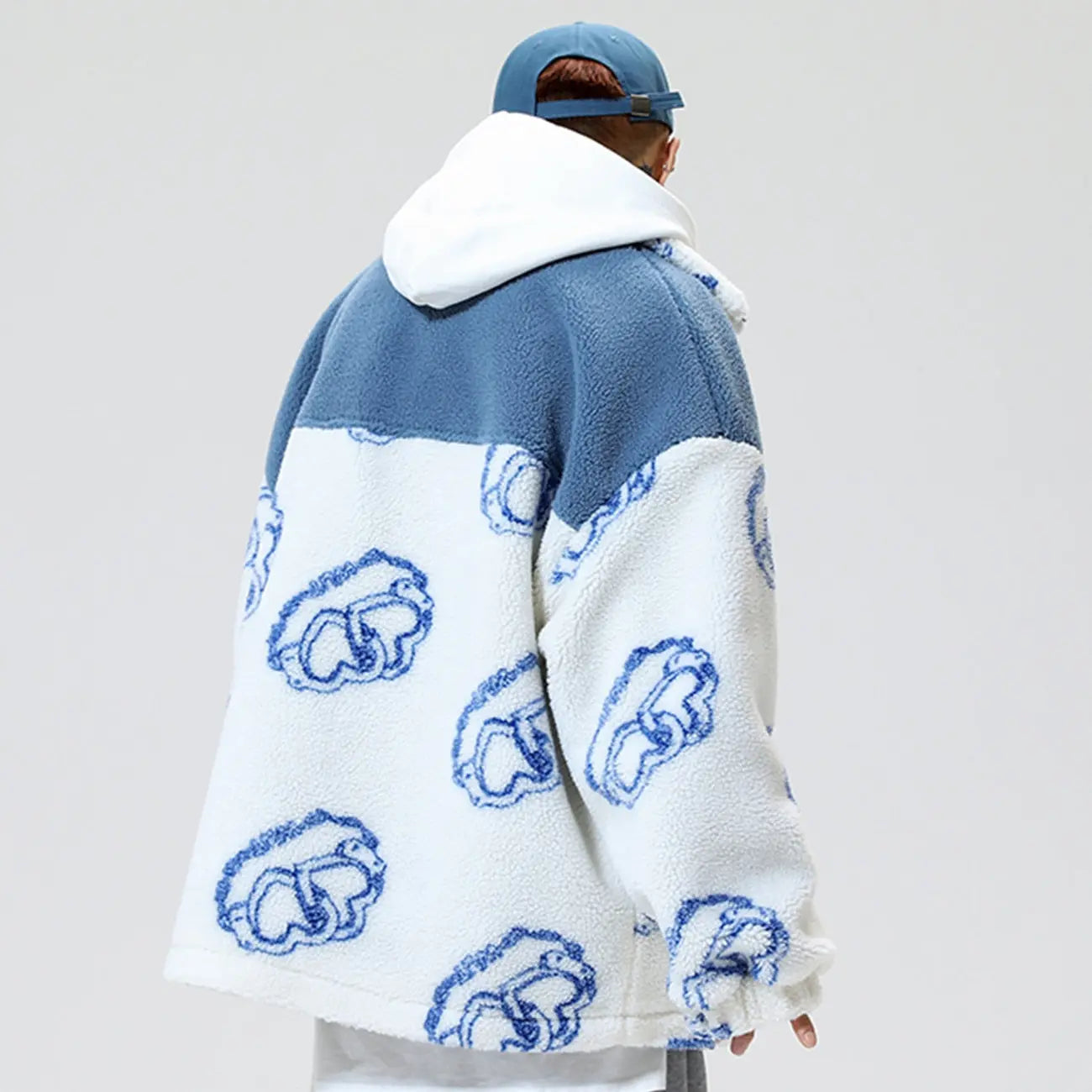 Streetwear-Jacke aus Wolle 'NKP110' – Detail: japanisches Motiv, Bomberjacke japanischen Stil