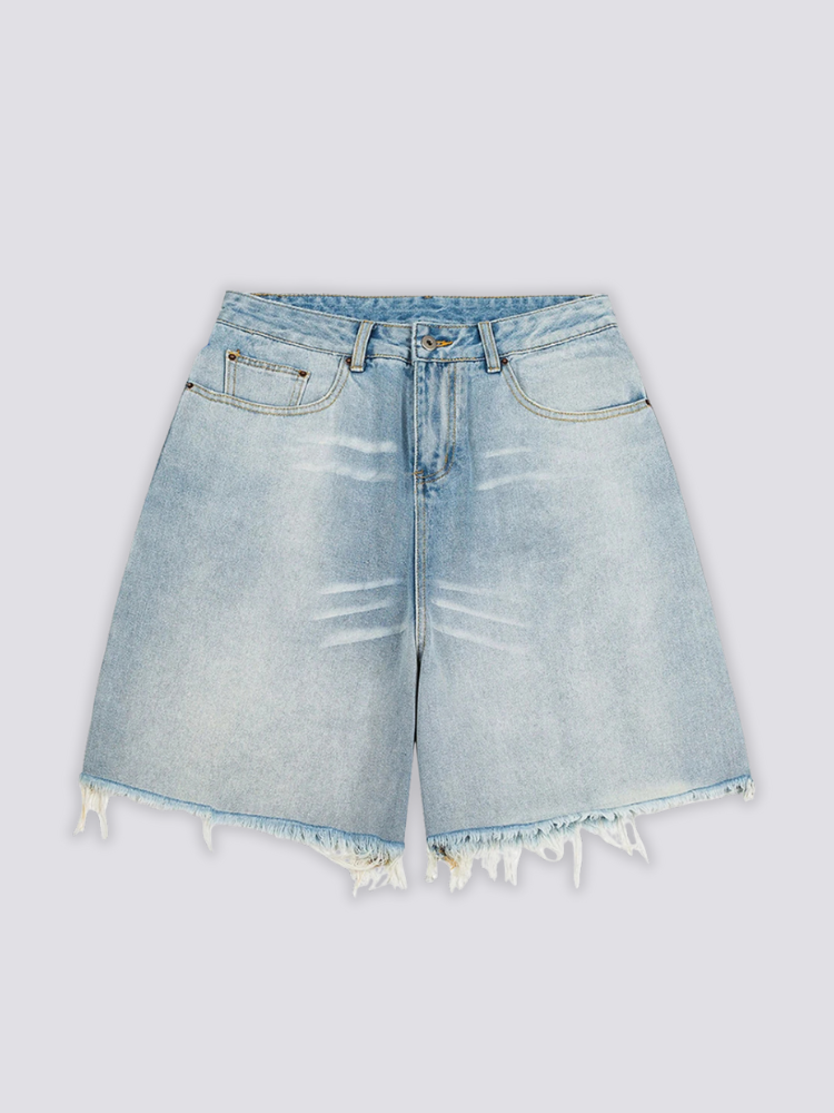 Leicht gewaschene Denim-Shorts – Shorts im Streetwear-Stil für Herren und Damen