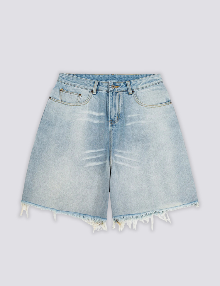Leicht gewaschene Denim-Shorts – Shorts im Streetwear-Stil für Herren und Damen