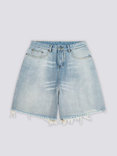 Leicht gewaschene Denim-Shorts - クリア