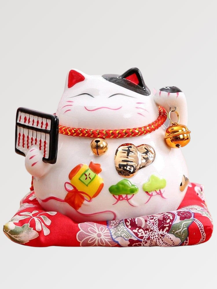 Weiße Maneki Neko 'Lucky Boulier' – Figur im japanischen Stil für Unisex