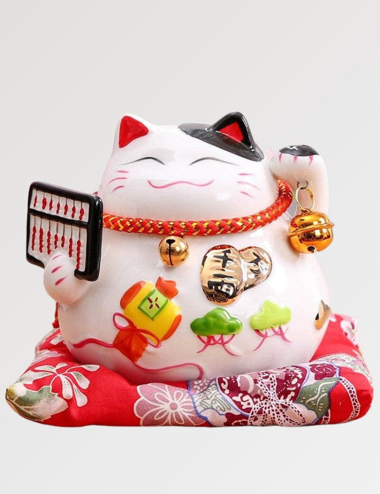 Weiße Maneki Neko 'Lucky Boulier' – Figur im japanischen Stil für Unisex
