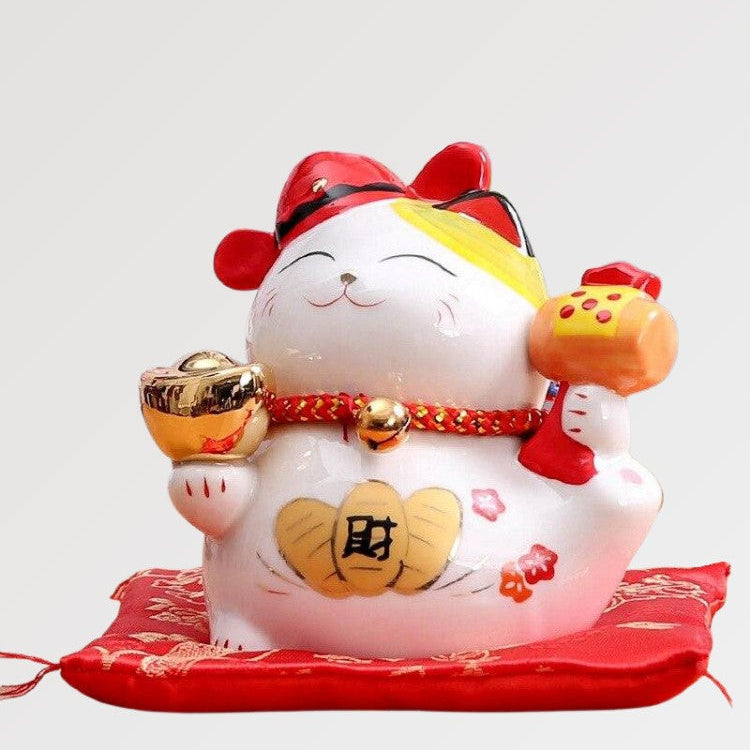 Maneki Neko Sparschwein aus Porzellan – Figur im japanischen Stil für Unisex