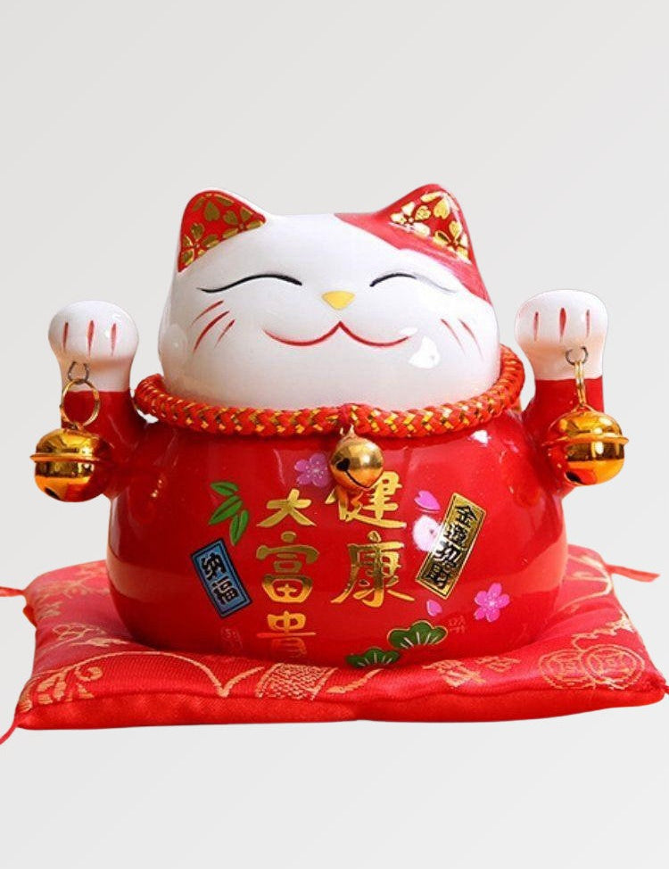 Maneki Neko Spardose 'Rot' – Spardose im japanischen Stil für Unisex