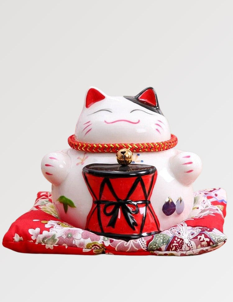 Japanische Katzen-Spardose 'Tamburin' – Spardose im japanischen Stil für Unisex