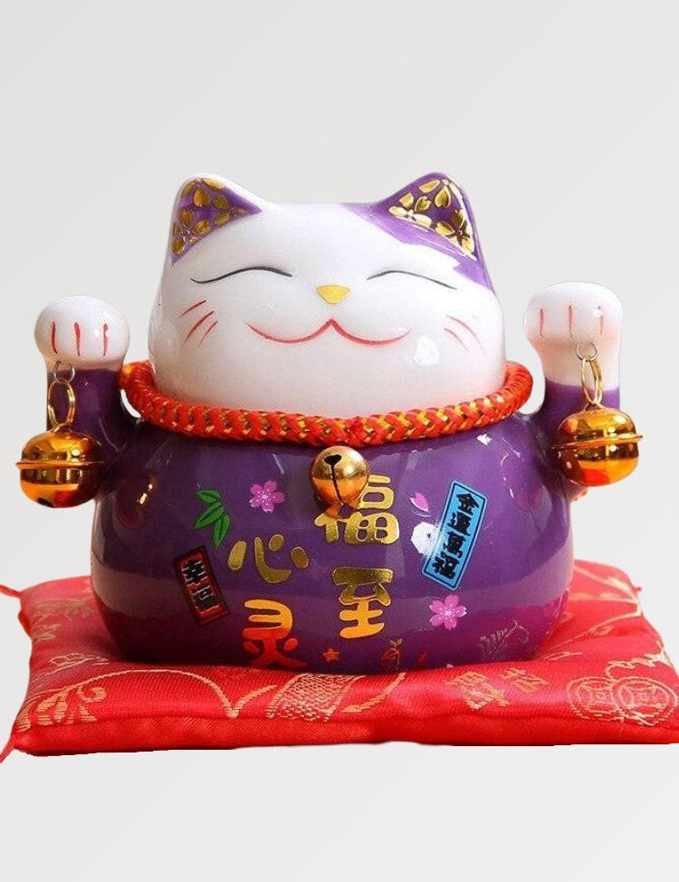 Maneki Neko Sparschwein 'Violett' – Figur im japanischen Stil für Unisex