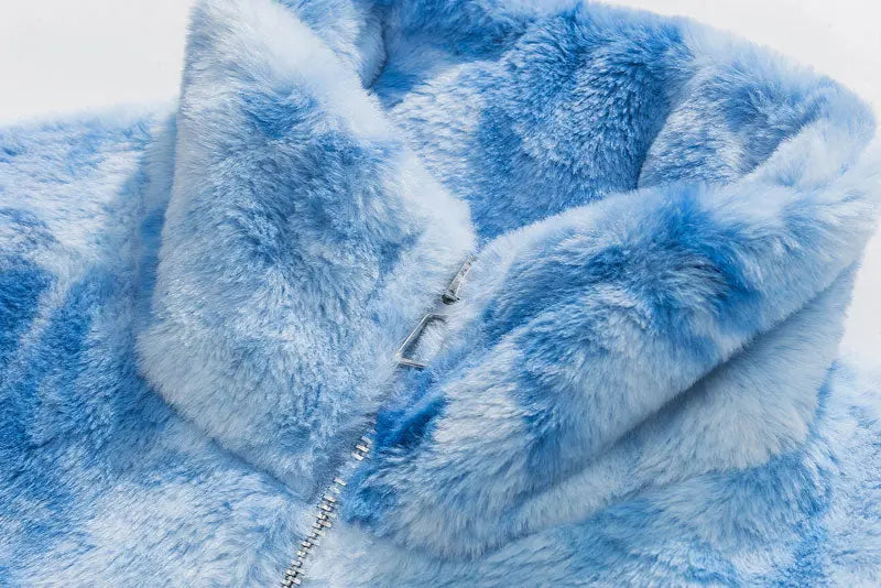 Wollfleece-Mantel '66-UB' – Seitenansicht des Wickelmantel, für den Winter