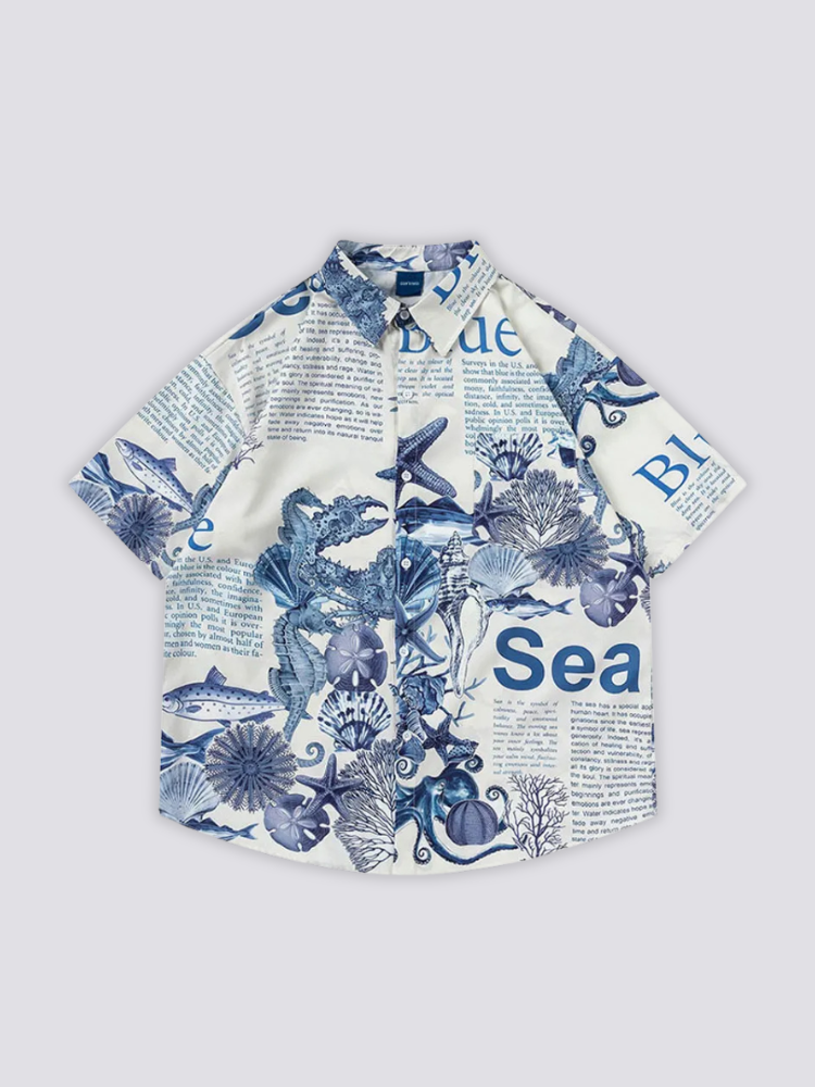 Hemd mit nautischem Print – Hemd im japanischen Stil für Herren