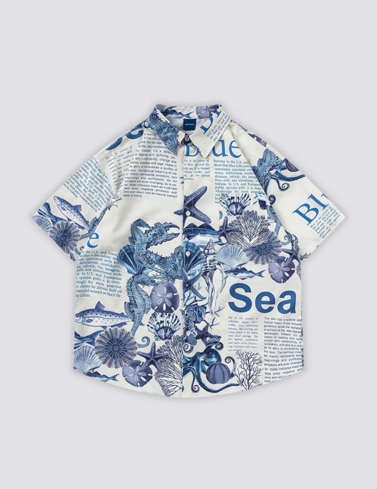 Hemd mit nautischem Print – Hemd im japanischen Stil für Herren