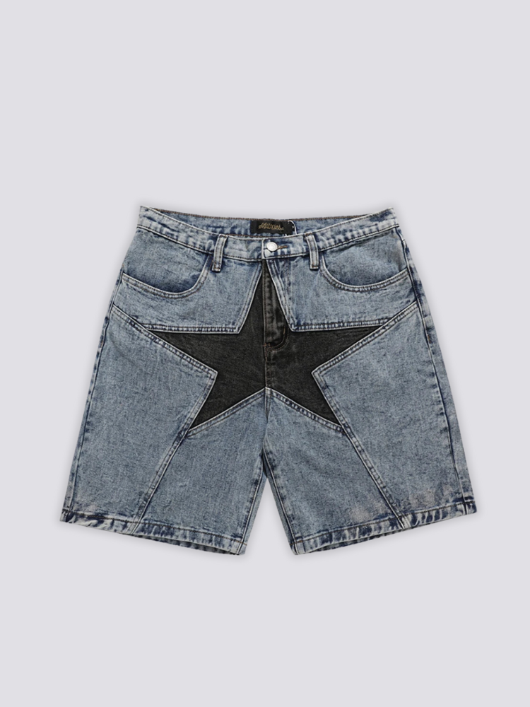 Patchwork Denim Shorts – Shorts im Streetwear-Stil für Herren und Damen