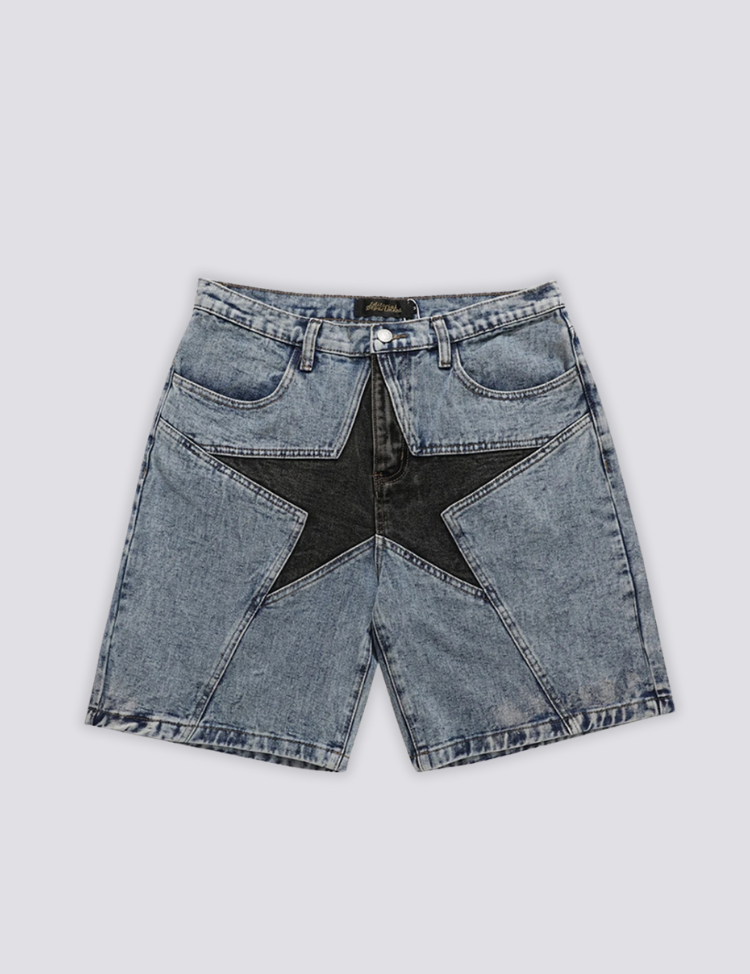 Patchwork Denim Shorts – Shorts im Streetwear-Stil für Herren und Damen